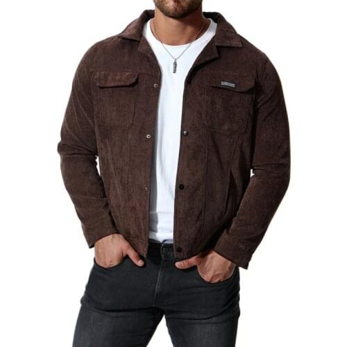 Newest Design Corduroy Jacket Men Casual Coat Autumn Slim Fit Double Pockets Men Jackets Comfortable Black Outerwear 4XL
