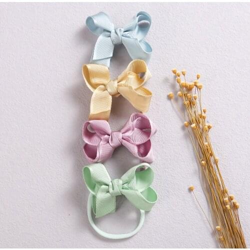 New Ribbon Bows Headband For Children Soft Nylon Elastic Hairbands For Girls Bowknot Kids Headwear Baby Hair Accessories 2021