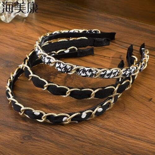 Haimeikang Fashion Gold Chains Hair Bands Hoop For Women Headband Girls Hair Accessories Elegant Hairband Wild Hair Ornament New