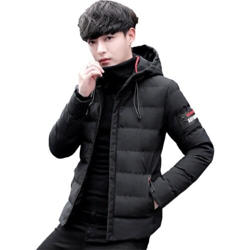 Cotton-padded Clothes Mens Jacket Winter Slim Fit Thick Mid-length New Style Korean-style Youth Casual