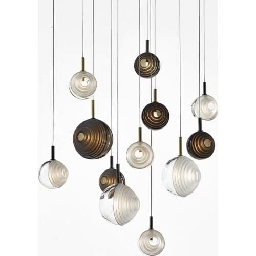 Modern LED Pendant Lights Black Glass Hanging Lamps Living Room Kitchen Lights Home Decoration Dining Room Light Fixtures Indoor