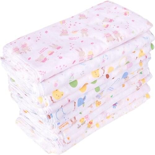 2Pc Newborn Baby Square Face Towel Cotton Gauze Cartoon Printed Bath Towel Bibs Kids Toddler Feeding Towel Saliva 29*29cm