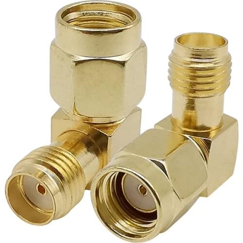2Pcs SMA Female Jack to RP SMA Male Plug L Shape Right Angle RF Coaxial Coax Adapter Connector