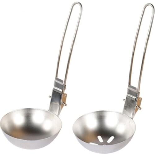Kitchen Cook Camping Cooking Utensils Folding Soup Spoon Skimmer Colander Spoon