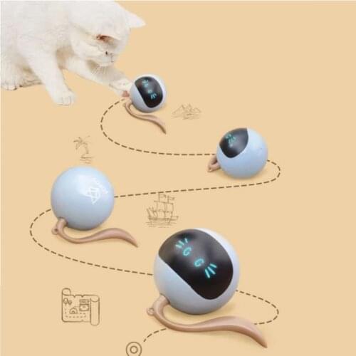 Pet Smart Interactive Cat Toy LED Self Rotating Ball Toys USB Rechargeable KittenRolling JumpingBall Toys Cat Accessories