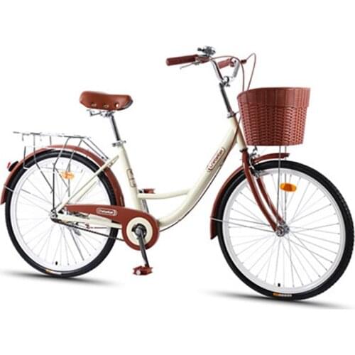 Bicycle womens lightweight adult ordinary commuter work retro 26-inch High carbon steel single Lady student male bicycle