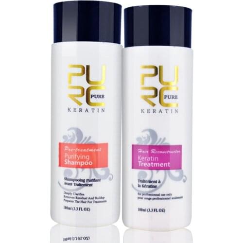 PURC Straightening Hair Repair And Straighten Damage Hair Products Brazilian Keratin Treatment + Purifying Shampoo PURE 11.11