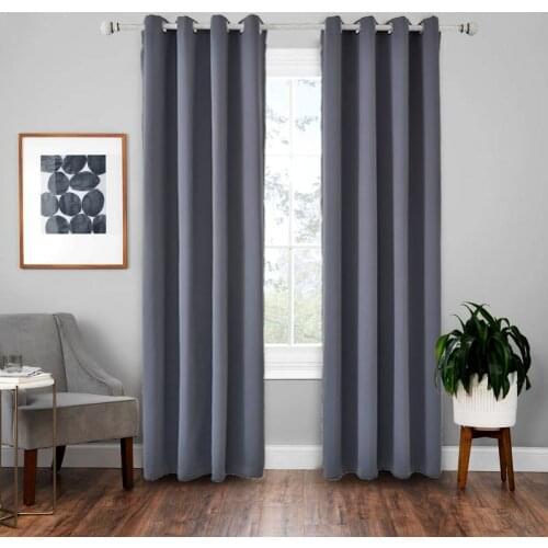 Grey Blackout Curtains for Living Room Bedroom Navy Blue Thick Thermal Insulated Window Curtain Treatment