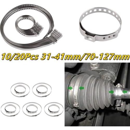 10/20Pcs 31-41mm 70-127mm AXLE CV Joint Boot Crimp Clamp Kit Adjustable Stainless Steel Universal Drive Shaft For Car Vehicle