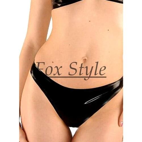 Womens latex t-back black color g-string thong