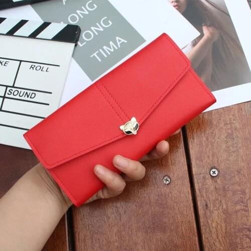 Ins Wallet Female 2021 New Small Fox Long Clutch Purse Women Mobile Phone Bag Card Bag