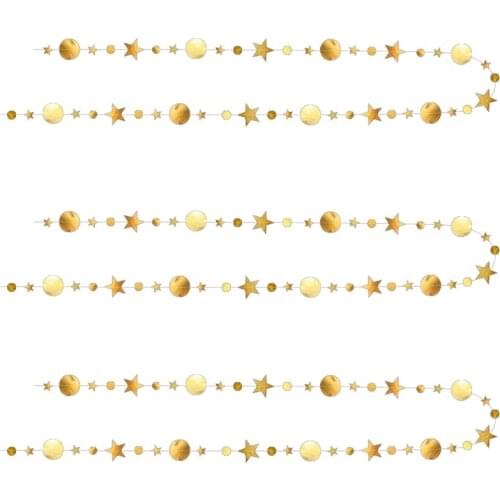 3 Pcs Gold Twinkle Little Star Party Garlands Kit Metallic Glitter Matt Gross Big Paper Circle Garland Bunting Banner