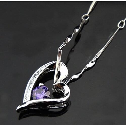 3pcs Charms Silver Cubic Zircon 18K White Gold P Fashion Womens Heart Necklace Pendant Wholesale Fine Jewelry A-862
