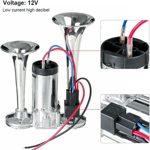600DB 12V Dual Trumpet Super Loud Car Air Horn Speaker with Compressor Set, Easy to Install