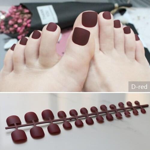 Burgundy Soft scrub Naturally realistic Fake Toenails vampire full sets 24 pcs All sizes Finished product dark red