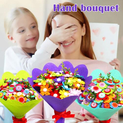 Button Bouquet Children Educational Toys DIY Holding Flowers Handmade Gift Flower Craft Kits Creatives Toys For Kid FP8