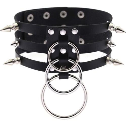 DIEZI Punk Cosplay Harajuku Leather Necklaces Gothic Bondage Collar Necklace For Women Gift Beach Party Harness Anime Jewelry