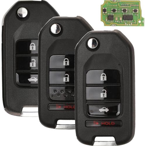 Jingyuqin Wired Flip Remote Car Key Control For Xhorse VVDI/VVDI 2 For Honda X004 XKHO02EN/XKHO00EN/XKHO01EN 2+1/3/3+1 Buttons