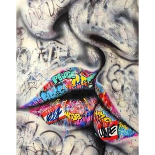 Lover Kissing Street Graffiti Art Painting 5d diamond painting full drill diamond embroidery cross stitch wall Painting, E1618