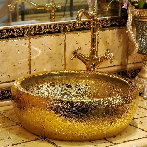 Chinese ceramic sinks china wash basin Ceramic Counter Top Wash Basin Bathroom basin bathroom sink china wash basin gold