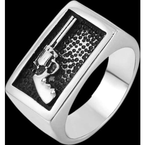 1pc Support Drop Ship Cool Man Hand Gun Number 7 Ring 100% 316L Stainless Steel Jewelry Hand Gun Ring