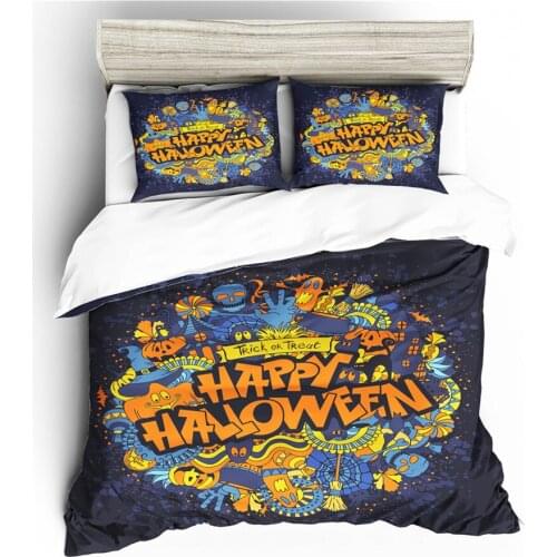 A Bedding Set 3D Printed Duvet Cover Bed Set Halloween Home Textiles for Adults Bedclothes with Pillowcase #WSJ44
