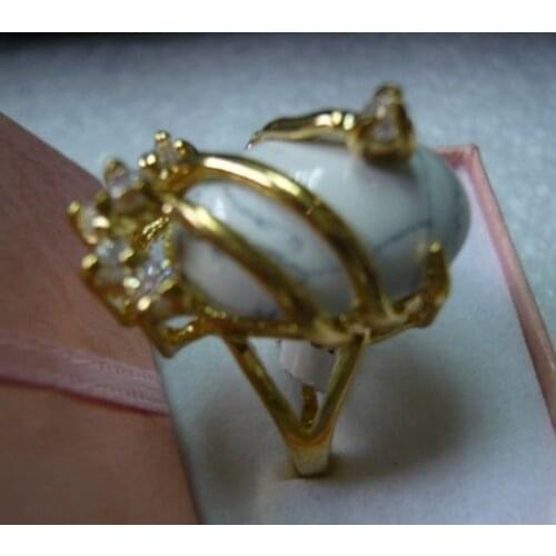 Beautiful & charmming white agates ring 18KGP(#7 8 9)