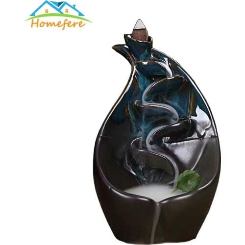 Free Gift Waterfall Incense Burner With 10 Cones Ceramic Incense Holder Smell Aromatic Home Office Incense Crafts Incense Holder