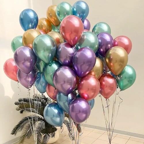 50pcs/set 12inch 2.8g Latex Balloons Metal Gold Silver Balls Valentines Wedding Decoration Baby Shower Birthday Party Supplies