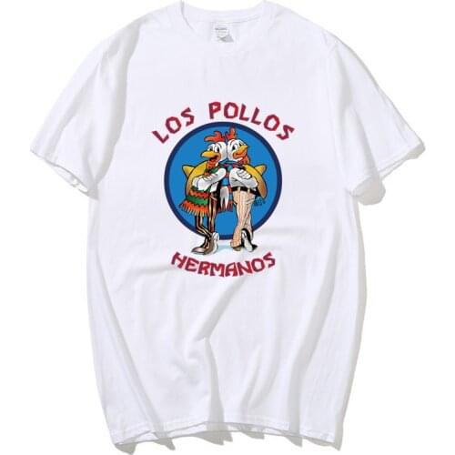 Mens Fashion Breaking Bad t Shirt LOS POLLOS Hermanos TShirt Chicken Brothers Short Sleeve Tee Hipster Tops