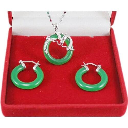 Green Black Purple Red Blue Stone Pendant Necklace Chinese Style Jewelry Set Silver Gold Color Circle Round Choker Women Gifts