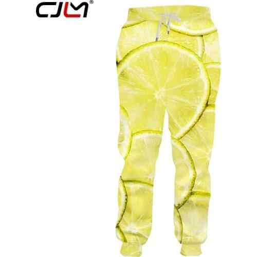 CJLM Mens New Cool Dropshipping Sweatpants 3D Printed Creative Creative lemon Stitching Cool Clothing Man Spandex Pants