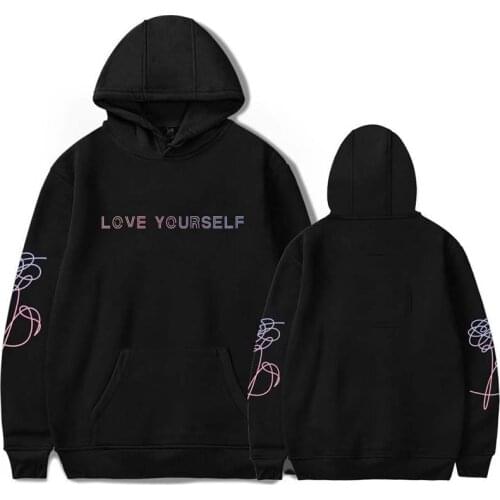 Korean Bangtan Boys Hoodie Love Yourself Hoody Men Women Long Sleeves Nice Hoodies Women Sweatshirts Pink Streetwear Hip Hop