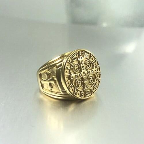 High Quality silver gold black color Hand Decoration CSPB Cross Golden Mens 316L Stainless steel Punk Ring Wholesale