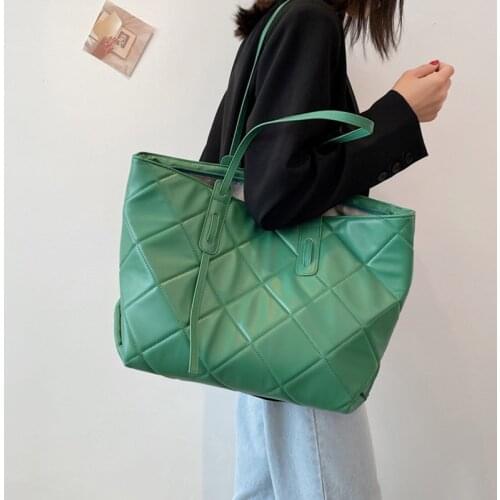 FUNMARDI Brand Design New Tote Women Bags PU Leather Handbag Large Diamond Lattice Shoping Totes Chic Lady Shoulder Bag WLHB2408