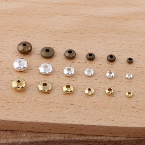 100pcs 3.5-4.5-5-6-7.5mm Metal Brass Spacer Beads Round Flat Round Beads DIY Loose Beads DIY Accessories For Jewelry Making
