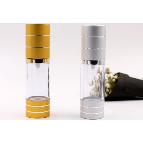 15ML gold airless bottle for lotion emulsion serum liquid foundation recovery complex whitening essence skin care packing