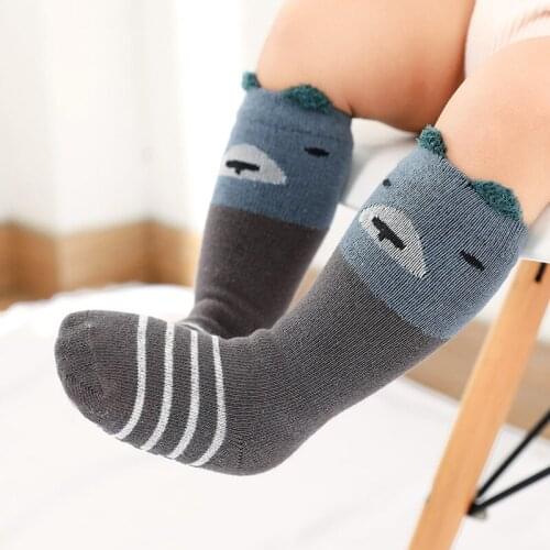 3 Pairs Lot Newborn Infant Cotton Anti Slip Knee High Socks Winter Autumn Baby Toddler Kid Girl boy Cute Animal Print Long Sock