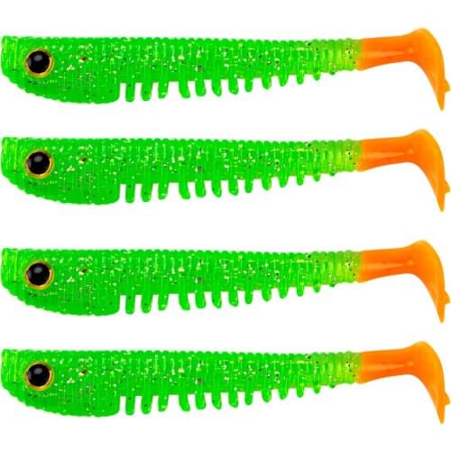 4pcs Soft Plastic Fishing Lures 8cm Artificial Worm Bait Paddle Tail Minnow Carp Bass Trout Fishing for Freshwater Saltwater