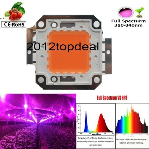 5pcs 100W 380-840nm Full Spectrum High Power LED Chip Grow Light for hydroponics