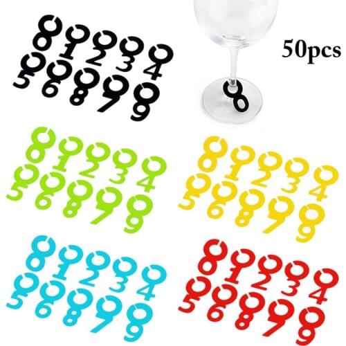 50pcs/set Creative Digital Wine Glass Charm Hanging Silicone Number Wine Glass Marker Drink Glass Tag Bar Tools Accessories