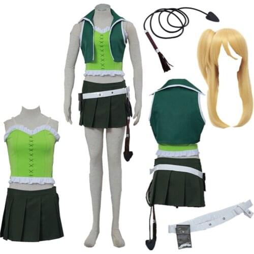 Anime cosplay Fairy Tail Green Lucy Heartfilia Cosplay Costume Custom wig Halloween costumes clothing