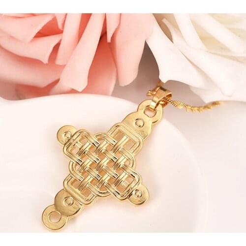 Bangrui Ethiopia Jewelry Big Cross Pendant yellow Gold Filled Jewelry For Women Men Gold color Coptic Cross Pendant