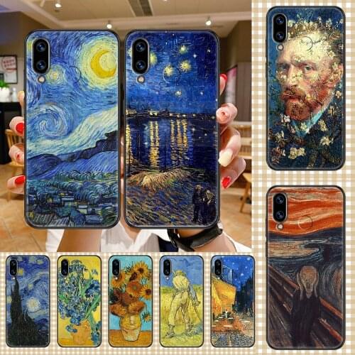Art Van Gogh Starry Sunflower Phone case For Huawei Honor 6 7 8 9 10 10i 20 A C X Lite Pro Play black painting prime trend coque