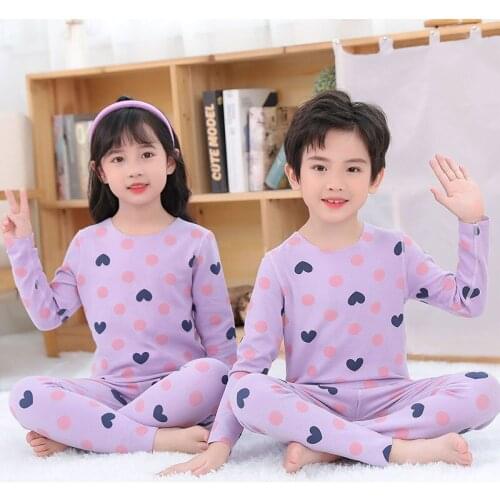 Kids Pajamas Sets Winter Velvet Boy Sleepwear 2pcs Teen Girl Pajamas Long Sleeved Seamless Thermal Underwear Childrens Clothing