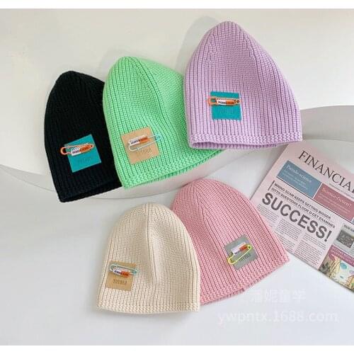 Autumn Winter Baby Beanies Knitted Hats Kids Boys Girls Soft Thicking Warm Caps Pin Accessories Fashion Children Bucket Hat