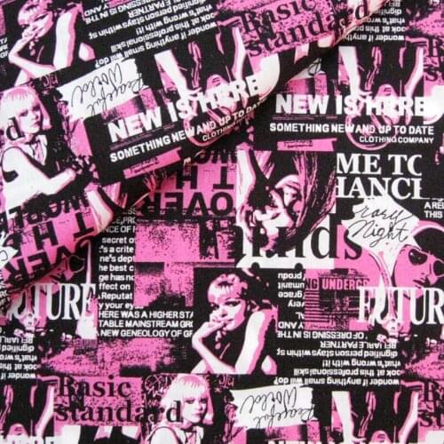 145cmx50cm Cotton Woven Fabric - Charming Lady and letters (purple)