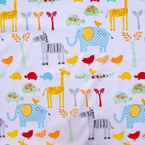 Cotton Woven Fabric - elephant, deer, bird, tortoise,crocodile, clothing bedding handmake fabric by the yard (width=140cm,160g)