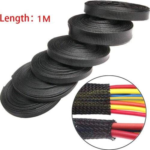 1M Insulated Braid Cable Sleeving 2/4/6/8/10/12/15/20/25mm Tight PET Protection Expandable Cable Sleeve Wire Gland Dropshipping
