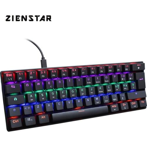 ZIENSTAR 60% Italian Mechanical Gaming Keyboard Cyan Axis Wired Type C Connector with RGB Light 61 Keys for Desktop Gamer